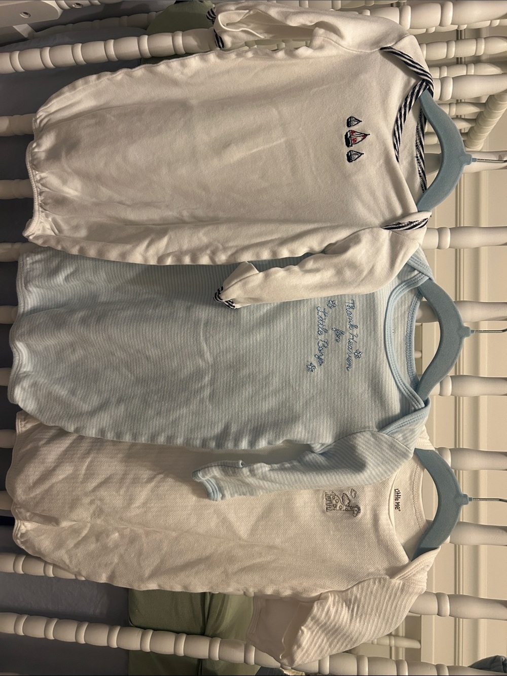 Little Me White & Light Blue Long-Sleeve Pajama Tops